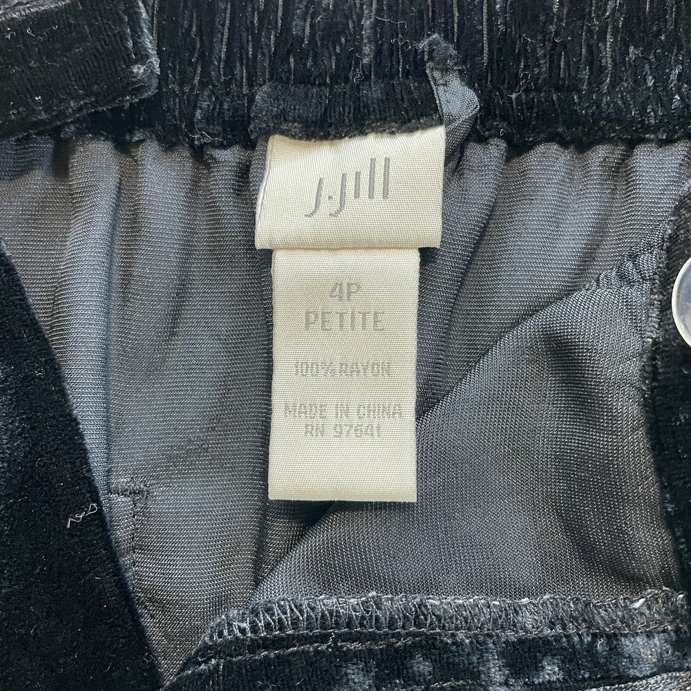 J. Jill Black Crushed Velvet Maxi Skirt Petite 4P Elastic Waist Pockets - Picture 7 of 7